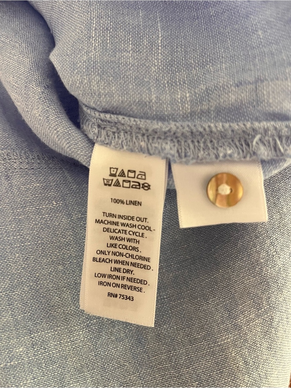 Tahari Women’s Light Blue 100% Linen Buttoned Long Sleeve Shirt Tunic Size Large - Picture 7 of 10